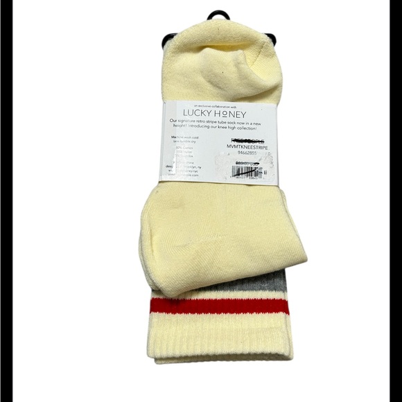 Lucky Honey Free People Movement Retro Yellow Knee High Socks - Picture 4 of 5